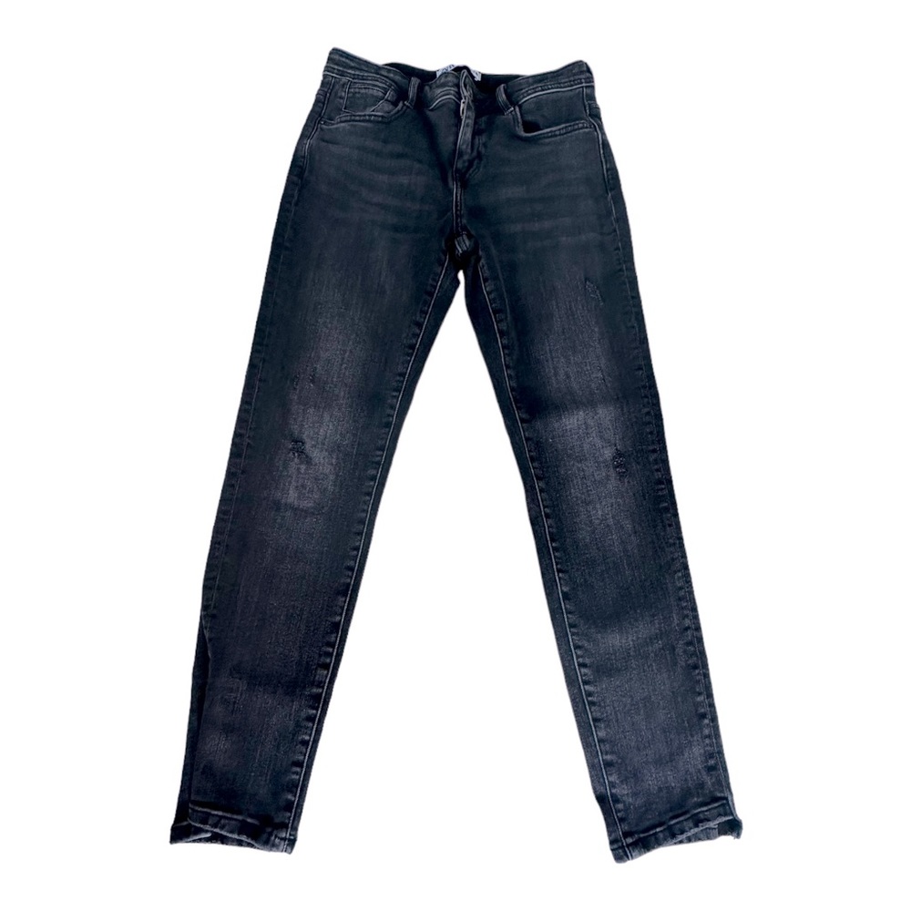 Zara Womens Jeans Mid Rise Skinny Stretch Slim Fit Denim Charcoal Black Size 30‎